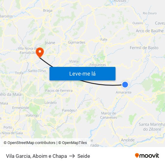 Vila Garcia, Aboim e Chapa to Seide map