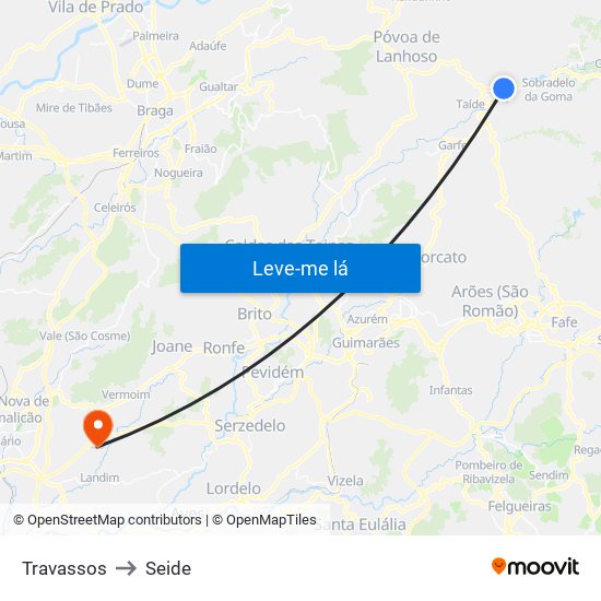 Travassos to Seide map