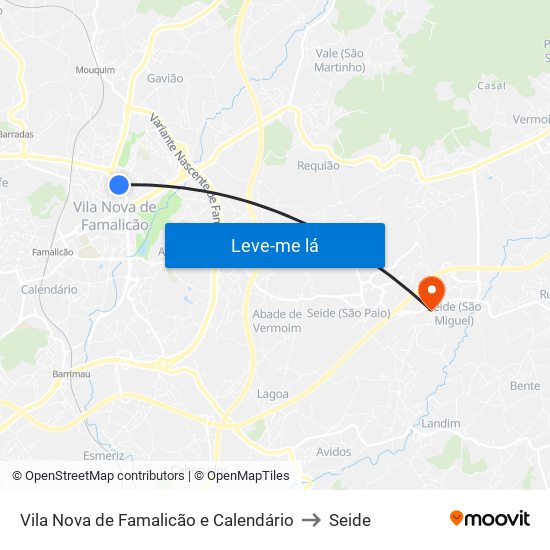 Vila Nova de Famalicão e Calendário to Seide map