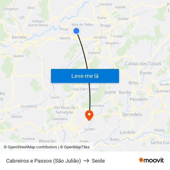 Cabreiros e Passos (São Julião) to Seide map