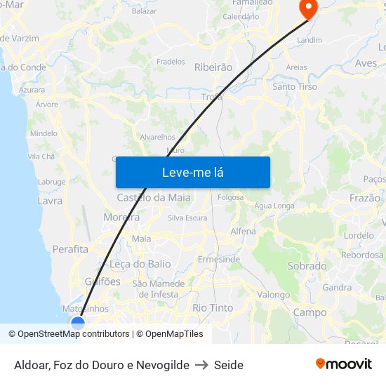 Aldoar, Foz do Douro e Nevogilde to Seide map