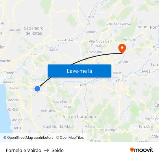 Fornelo e Vairão to Seide map