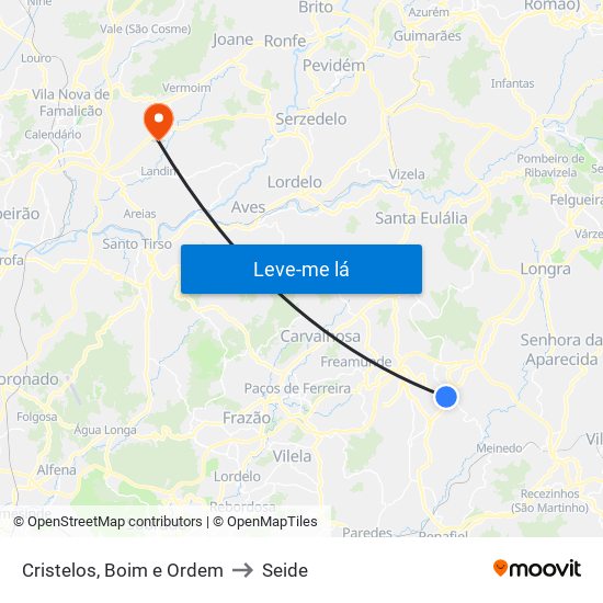 Cristelos, Boim e Ordem to Seide map