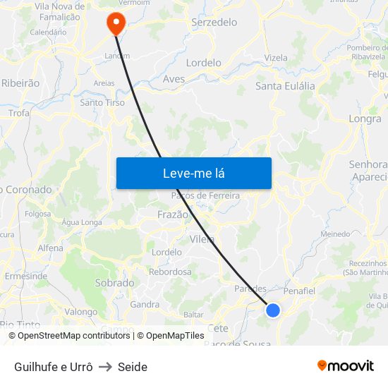 Guilhufe e Urrô to Seide map