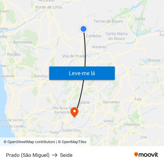 Prado (São Miguel) to Seide map