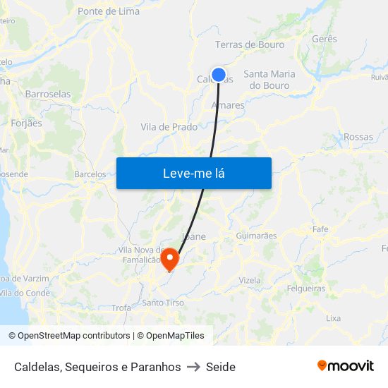 Caldelas, Sequeiros e Paranhos to Seide map