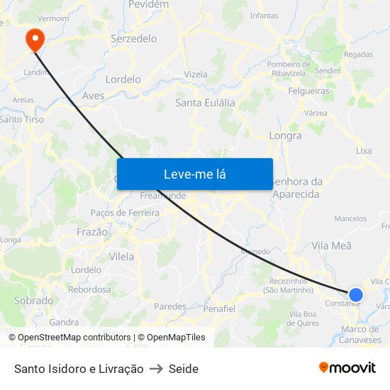 Santo Isidoro e Livração to Seide map