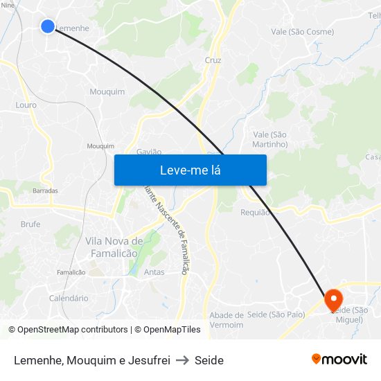 Lemenhe, Mouquim e Jesufrei to Seide map