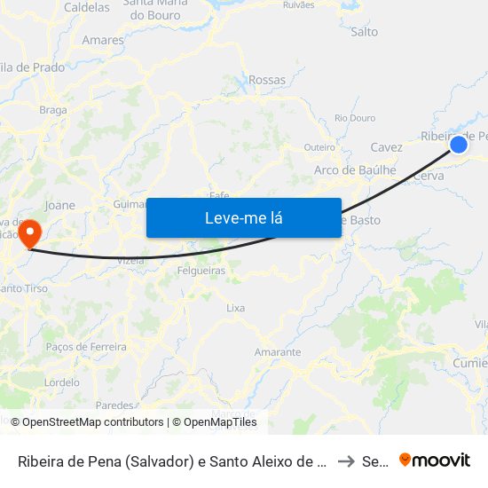 Ribeira de Pena (Salvador) e Santo Aleixo de Além-Tâmega to Seide map