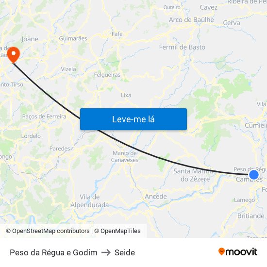 Peso da Régua e Godim to Seide map