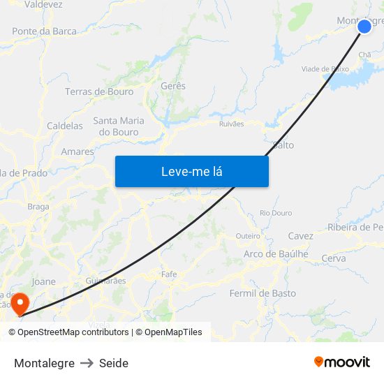 Montalegre to Seide map