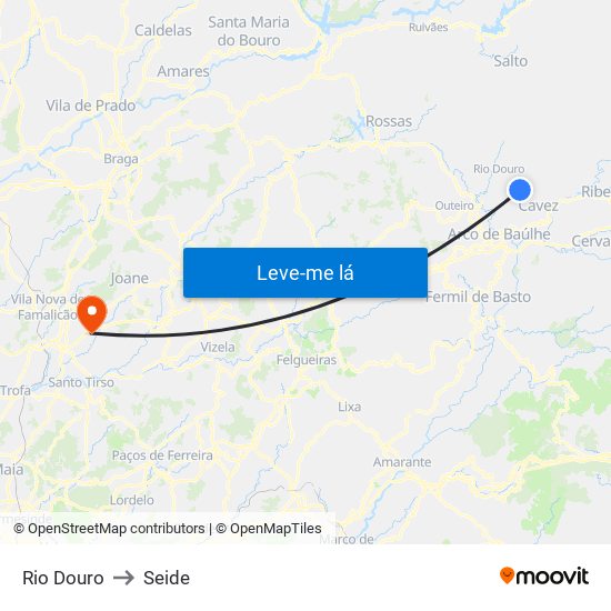 Rio Douro to Seide map