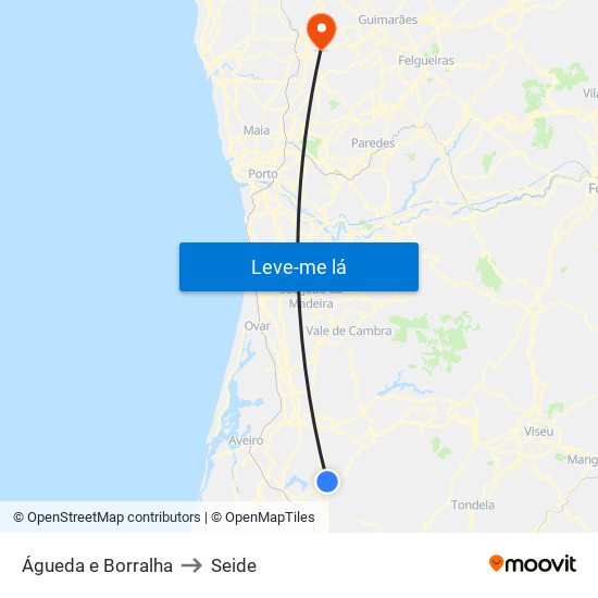 Águeda e Borralha to Seide map