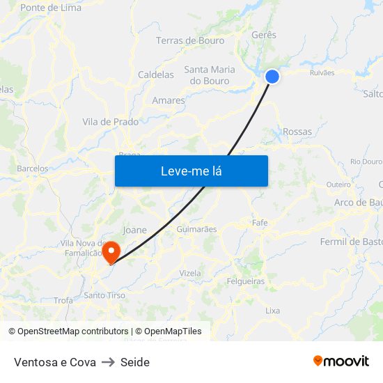 Ventosa e Cova to Seide map