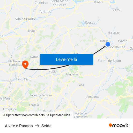 Alvite e Passos to Seide map