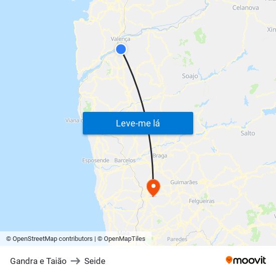 Gandra e Taião to Seide map