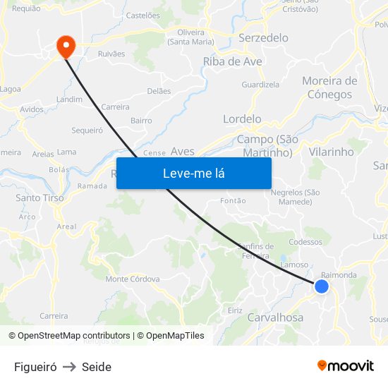 Figueiró to Seide map