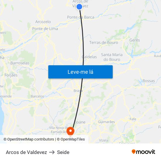 Arcos de Valdevez to Seide map