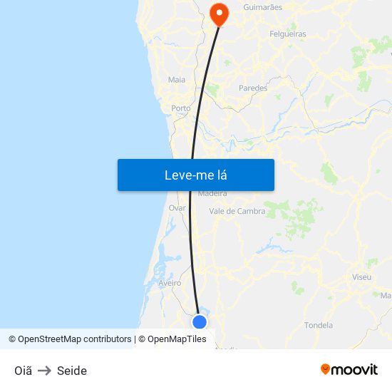 Oiã to Seide map