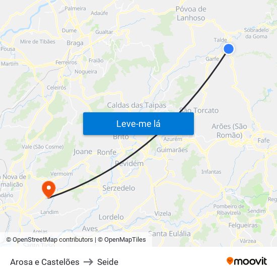 Arosa e Castelões to Seide map