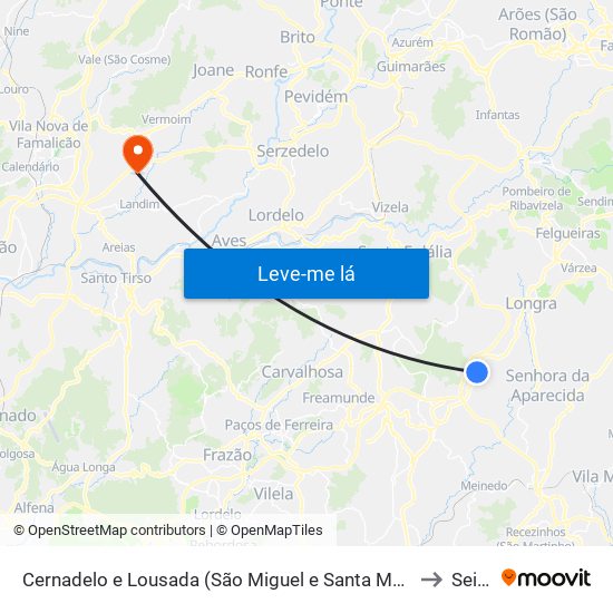 Cernadelo e Lousada (São Miguel e Santa Margarida) to Seide map