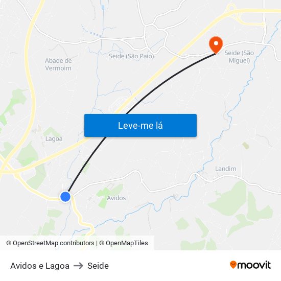 Avidos e Lagoa to Seide map