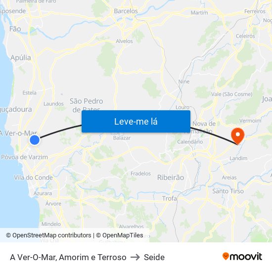 A Ver-O-Mar, Amorim e Terroso to Seide map