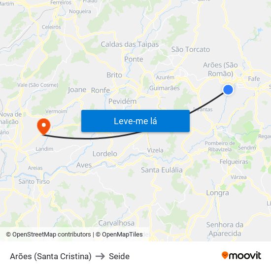Arões (Santa Cristina) to Seide map