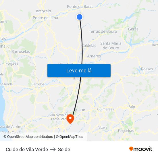 Cuide de Vila Verde to Seide map