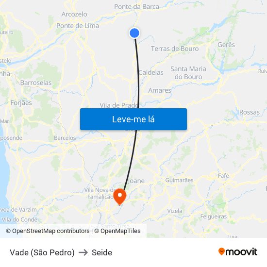Vade (São Pedro) to Seide map