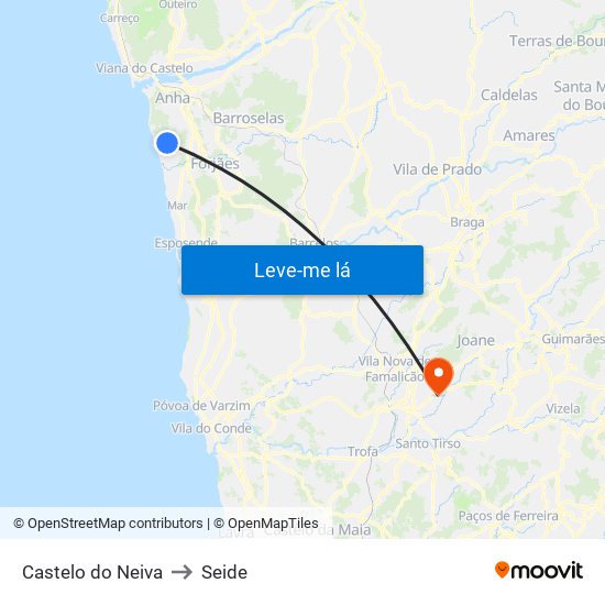 Castelo do Neiva to Seide map