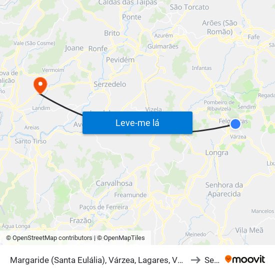 Margaride (Santa Eulália), Várzea, Lagares, Varziela e Moure to Seide map