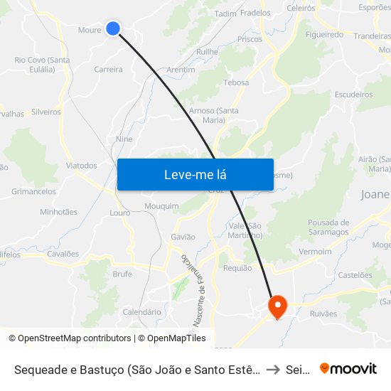 Sequeade e Bastuço (São João e Santo Estêvão) to Seide map