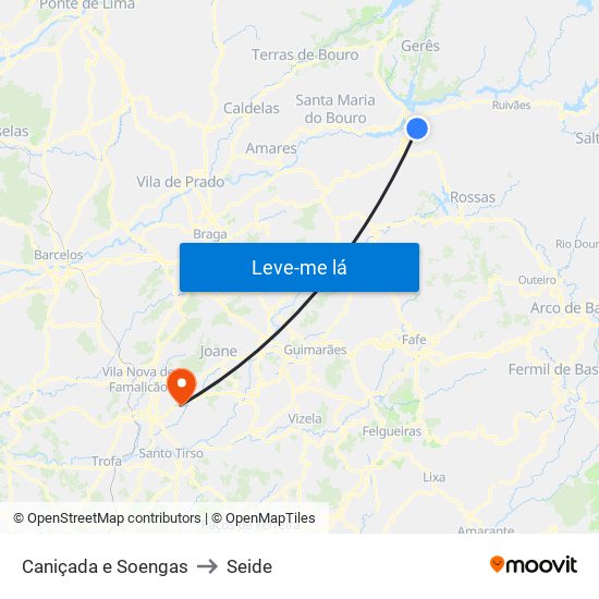 Caniçada e Soengas to Seide map
