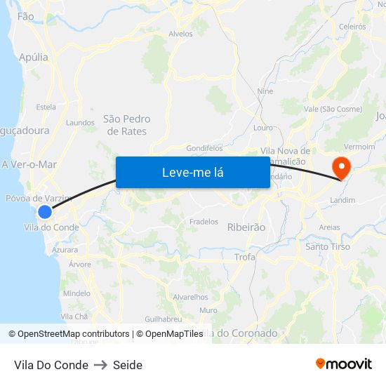 Vila Do Conde to Seide map