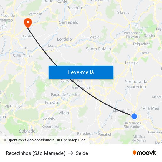 Recezinhos (São Mamede) to Seide map