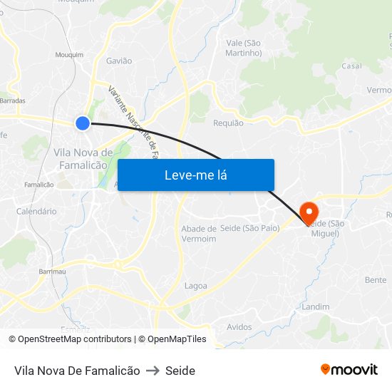Vila Nova De Famalicão to Seide map