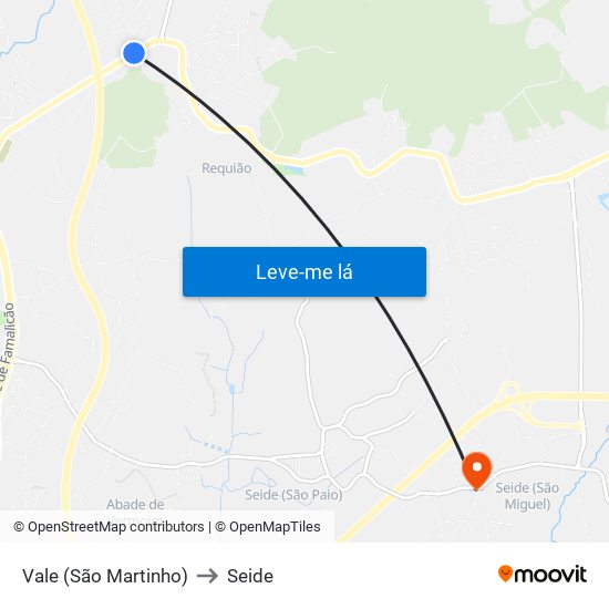 Vale (São Martinho) to Seide map