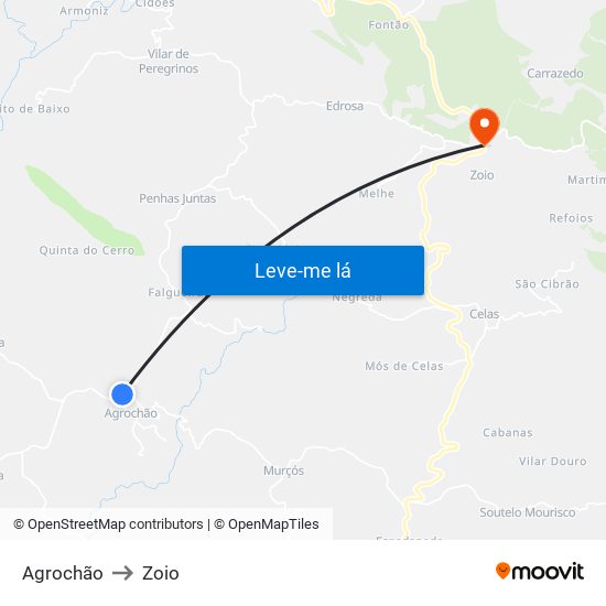 Agrochão to Zoio map