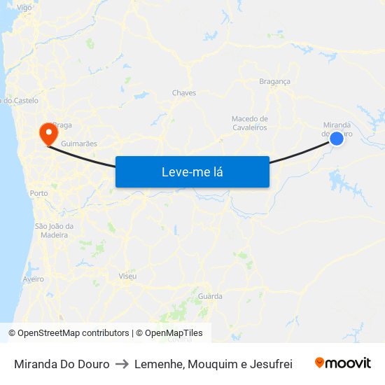 Miranda Do Douro to Lemenhe, Mouquim e Jesufrei map