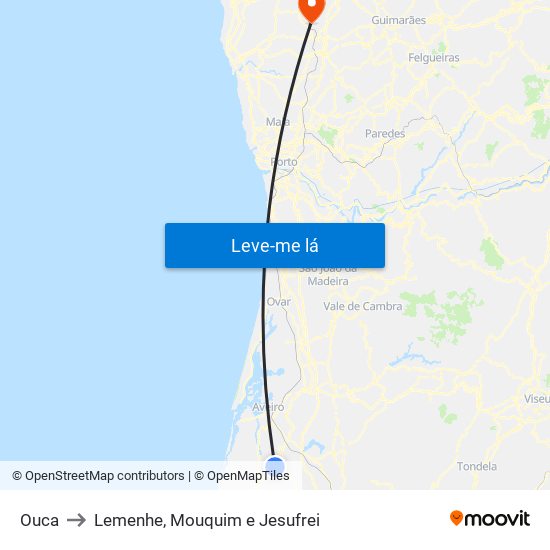 Ouca to Lemenhe, Mouquim e Jesufrei map