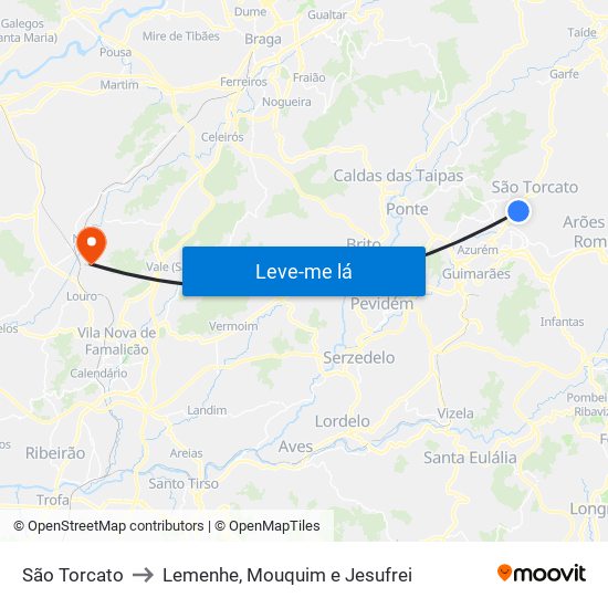 São Torcato to Lemenhe, Mouquim e Jesufrei map