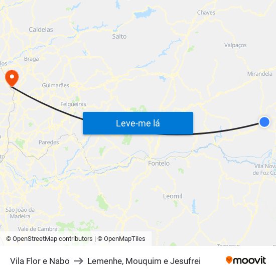 Vila Flor e Nabo to Lemenhe, Mouquim e Jesufrei map