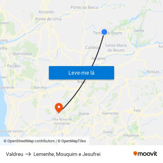 Valdreu to Lemenhe, Mouquim e Jesufrei map