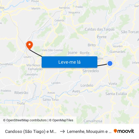 Candoso (São Tiago) e Mascotelos to Lemenhe, Mouquim e Jesufrei map