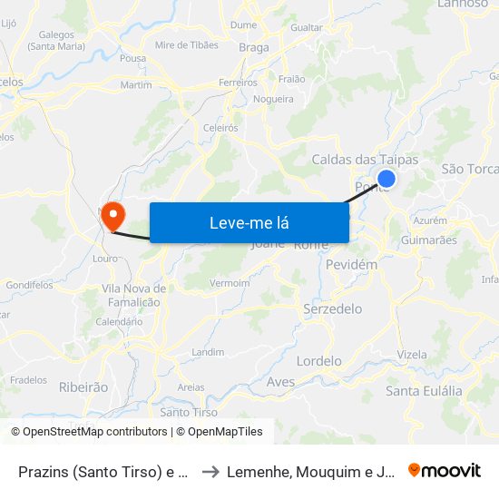 Prazins (Santo Tirso) e Corvite to Lemenhe, Mouquim e Jesufrei map