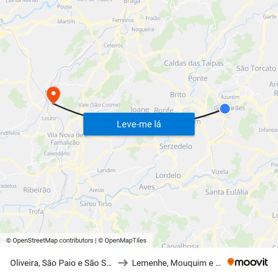 Oliveira, São Paio e São Sebastião to Lemenhe, Mouquim e Jesufrei map