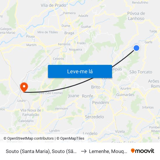 Souto (Santa Maria), Souto (São Salvador) e Gondomar to Lemenhe, Mouquim e Jesufrei map