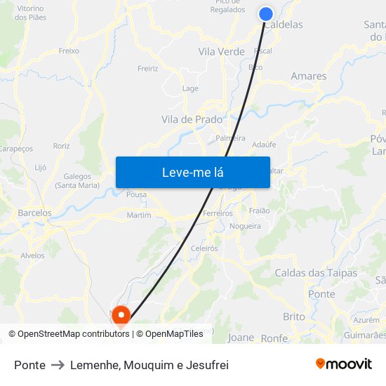 Ponte to Lemenhe, Mouquim e Jesufrei map