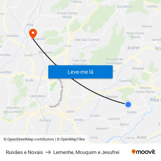 Ruivães e Novais to Lemenhe, Mouquim e Jesufrei map